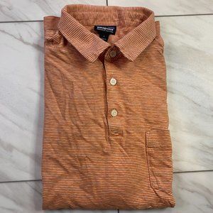 Patagonia Organic Cotton Short Sleeve Polo Orange White Stripes Large L